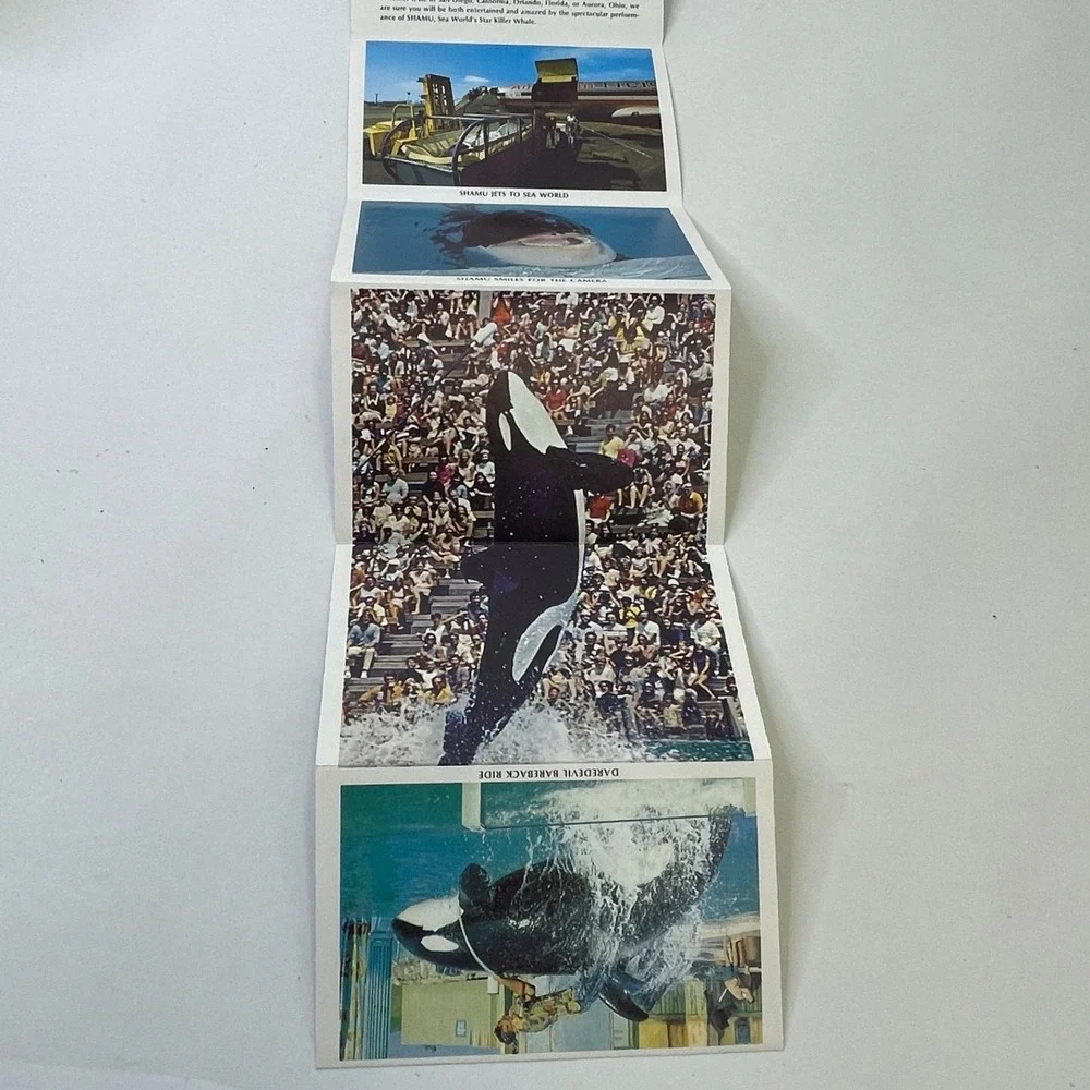 Shamu Whale Sea World Foldout Postcard Photo Booklet Vintage 1970s‎ San Diego CA